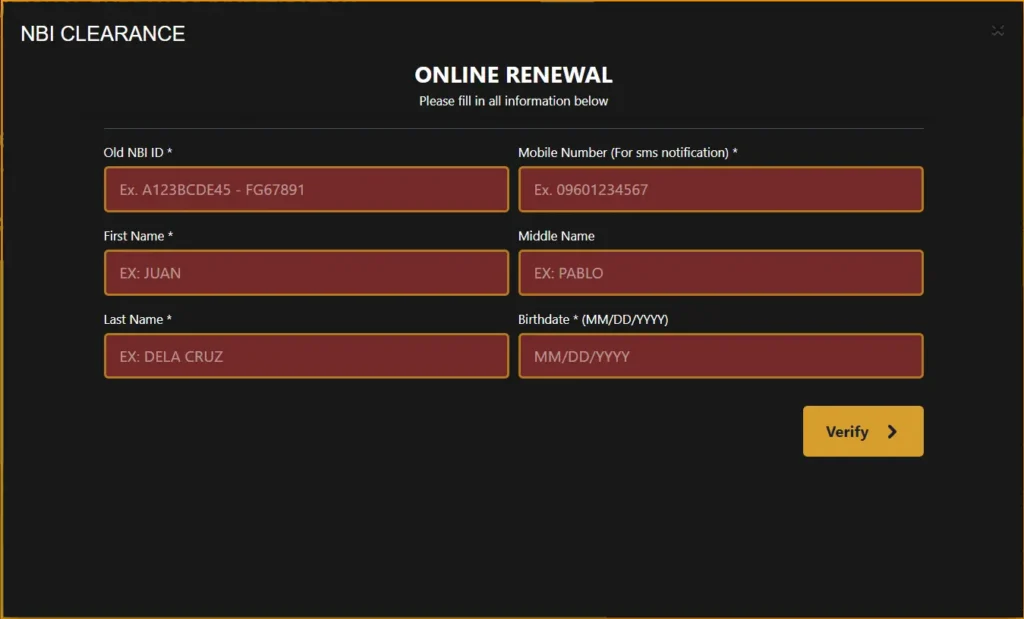 NBI Clearance Renewal Online Application 2025 NBI Renewal Online Application form